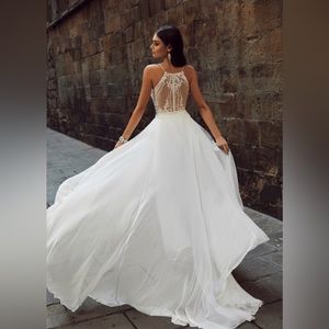 Chiffon Wedding Dress Overskirt